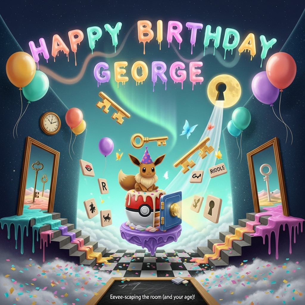 Escape room, eevee, Pokemon , and Birthday Card