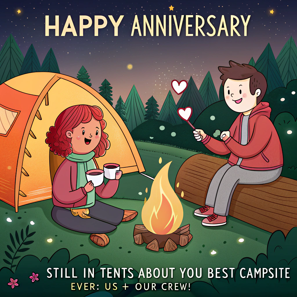 Camping with our family, and Anniversary Card