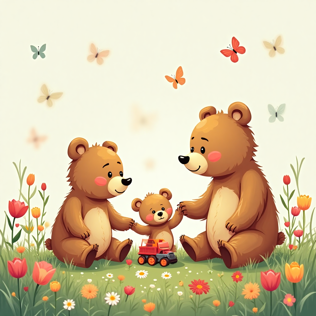 Bears , Toys, Flowers, and New-baby Card