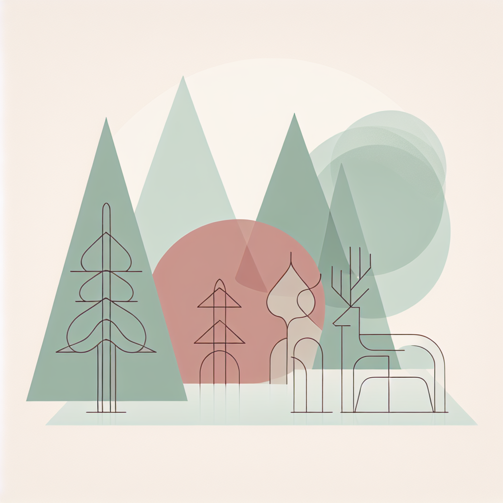 Studio Dott. Lapo Liguori has crafted an adorable abstract Christmas scene featuring minimalist fir trees and playful reindeer interpretations. The color palette combines classic red and green with pastel hues, while geometric shapes and soft contours infuse modernity.
Generated with these themes: Studio Dott. Lapo Liguori.
Made with ❤️ by AI.