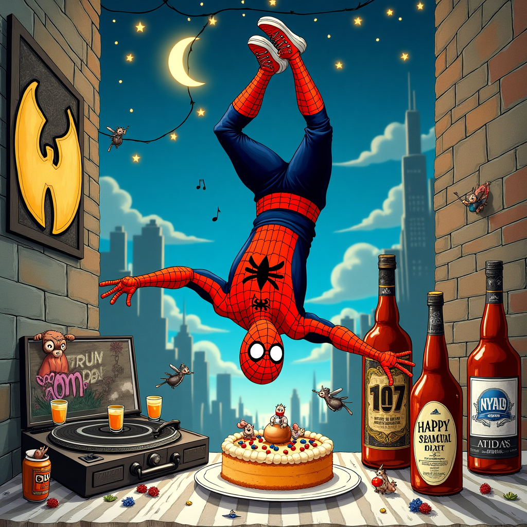 Marvel, Wu tang clan, Adidas, and Rum Birthday Card