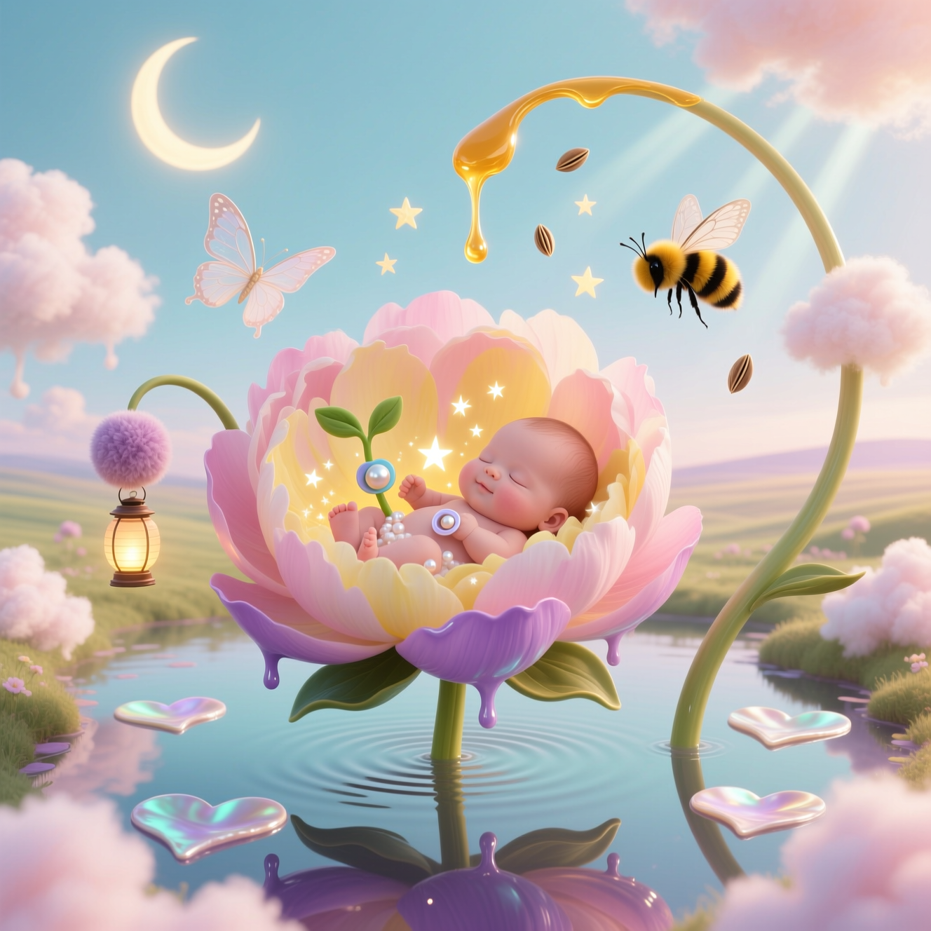 Flowers , and New-baby Card