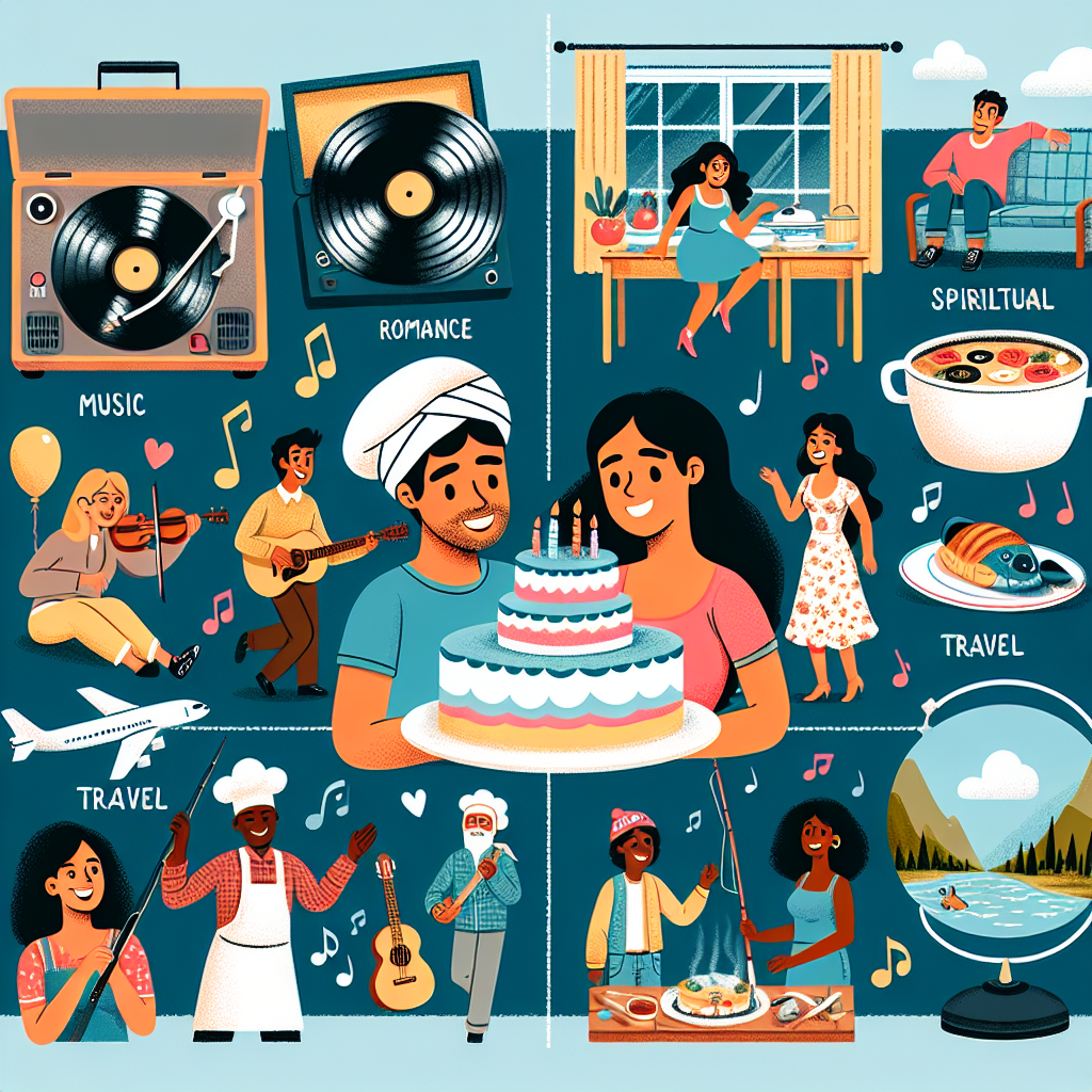 Create a charming vector style birthday card. The card features themes of music, romance, cooking, spiritual music, travel and fishing. At the center, depict a cartoon couple of a Middle-Eastern man and Hispanic woman, dancing amidst vinyl records and musical notes representing Christian and romantic music. Alongside, show an inviting kitchen scene where diverse friends, a Caucasian man, a Black woman, and a South Asian man excitedly bake a cake. Incorporate travel icons like a globe and an airplane to reflect past and future journeys. Include illustrations of fishing gear at the bottom, suggesting serene outdoor experiences. Merge all these elements into a harmonious and unique birthday celebration scene.
Generated with these themes: Music, Cooking , Romance, Christian music, Travel, and Fishin.
Made with ❤️ by AI.
