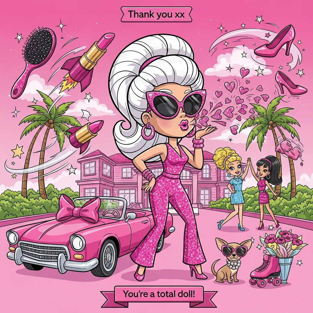 Barbie barbie barbie , and Thank-you Card