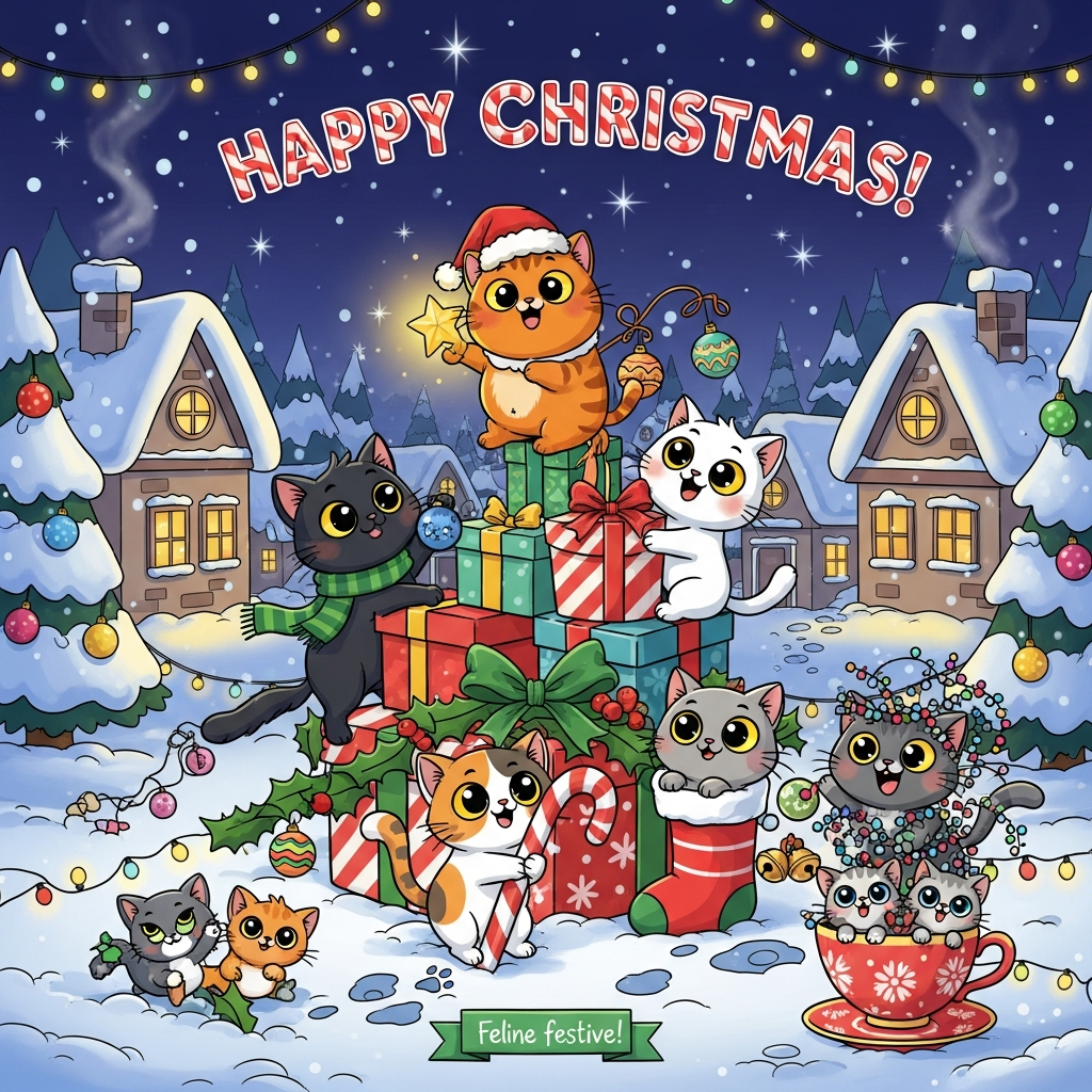 Cats, and Christmas Card