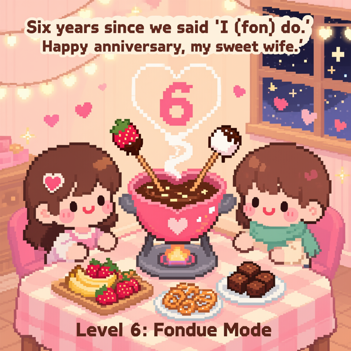 Chocolate fondue, and Anniversary Card