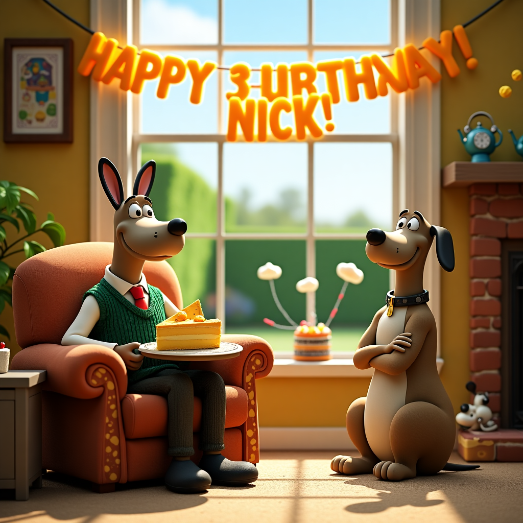 Gromit rolling eyes at wallace Birthday Card