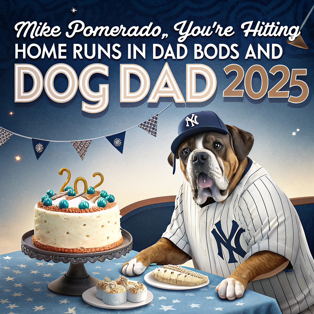A basset hound in yankees gear, with a birthday cake that reads "best dog dad 2025" Birthday Card