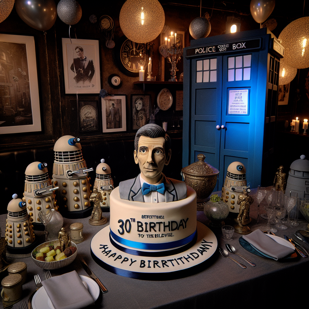 Tardis, David Tennant , Dalek, 30th birthday brother, and Birthday cake Birthday Card