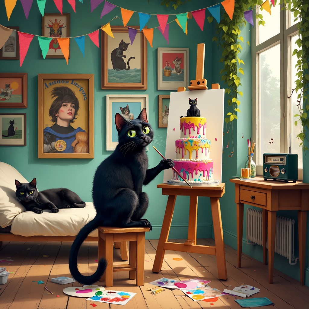 Black cats, Art, and Ian Dury Birthday Card