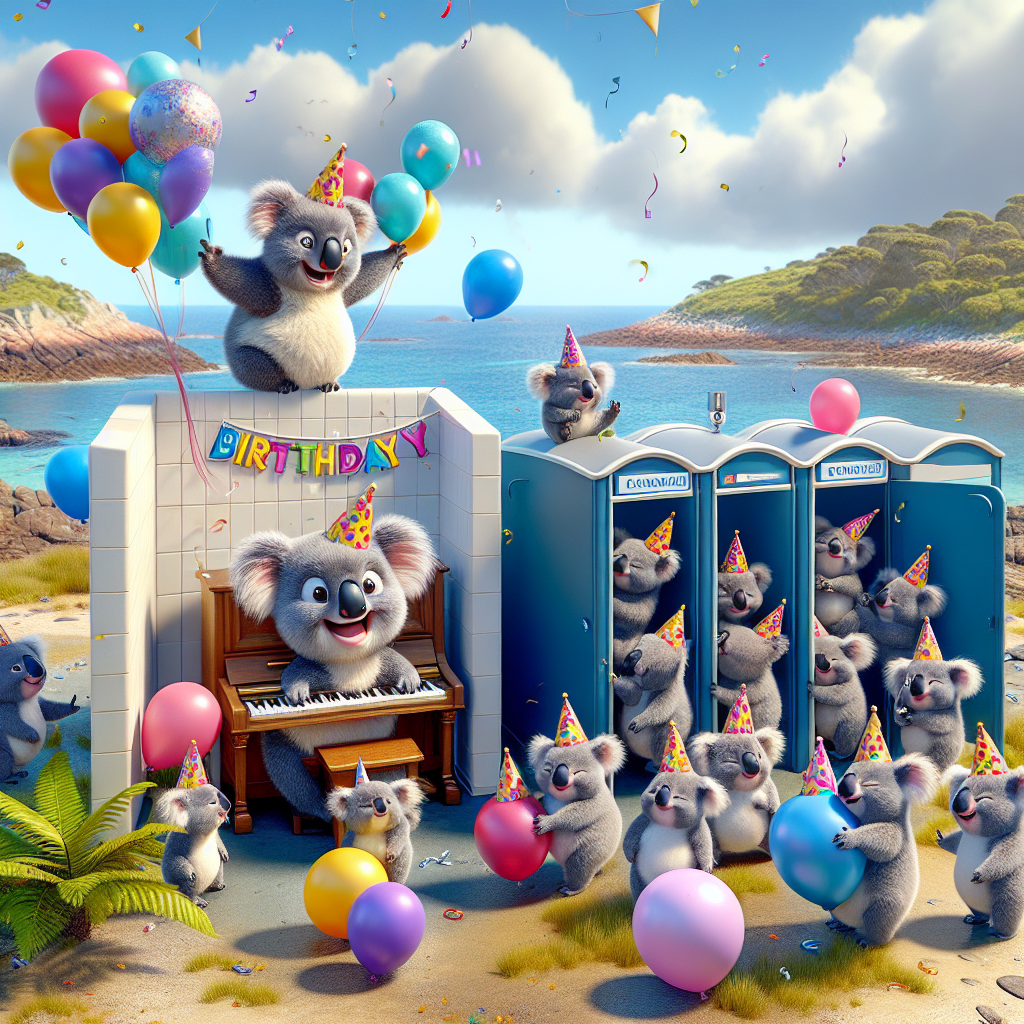 Koalas , Going to toilet often, Piano, and Ilses of Scilly Birthday Card