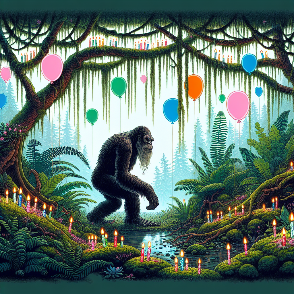 Bigfoot, and Plants Birthday Card