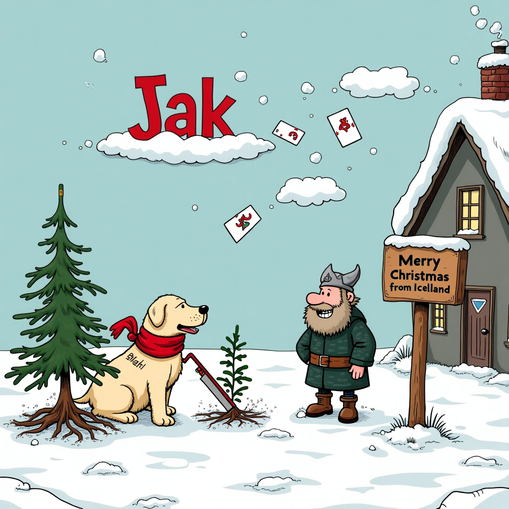Labrador, Tree cutting saw, Iceland, Magic card game, Tattoos, and Bozo Christmas Card