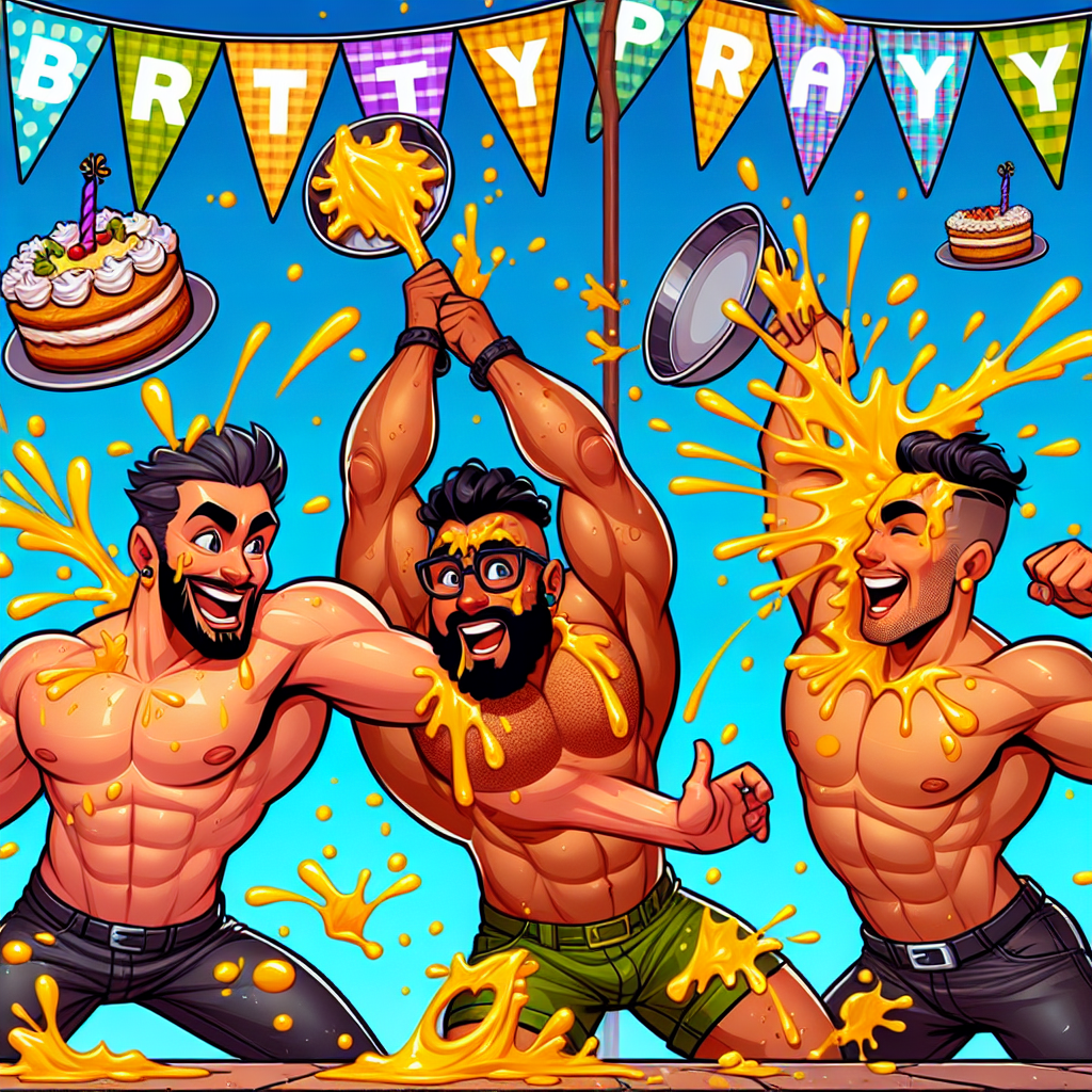 Shirtless hunks, custard pie fights, gunge Birthday Card