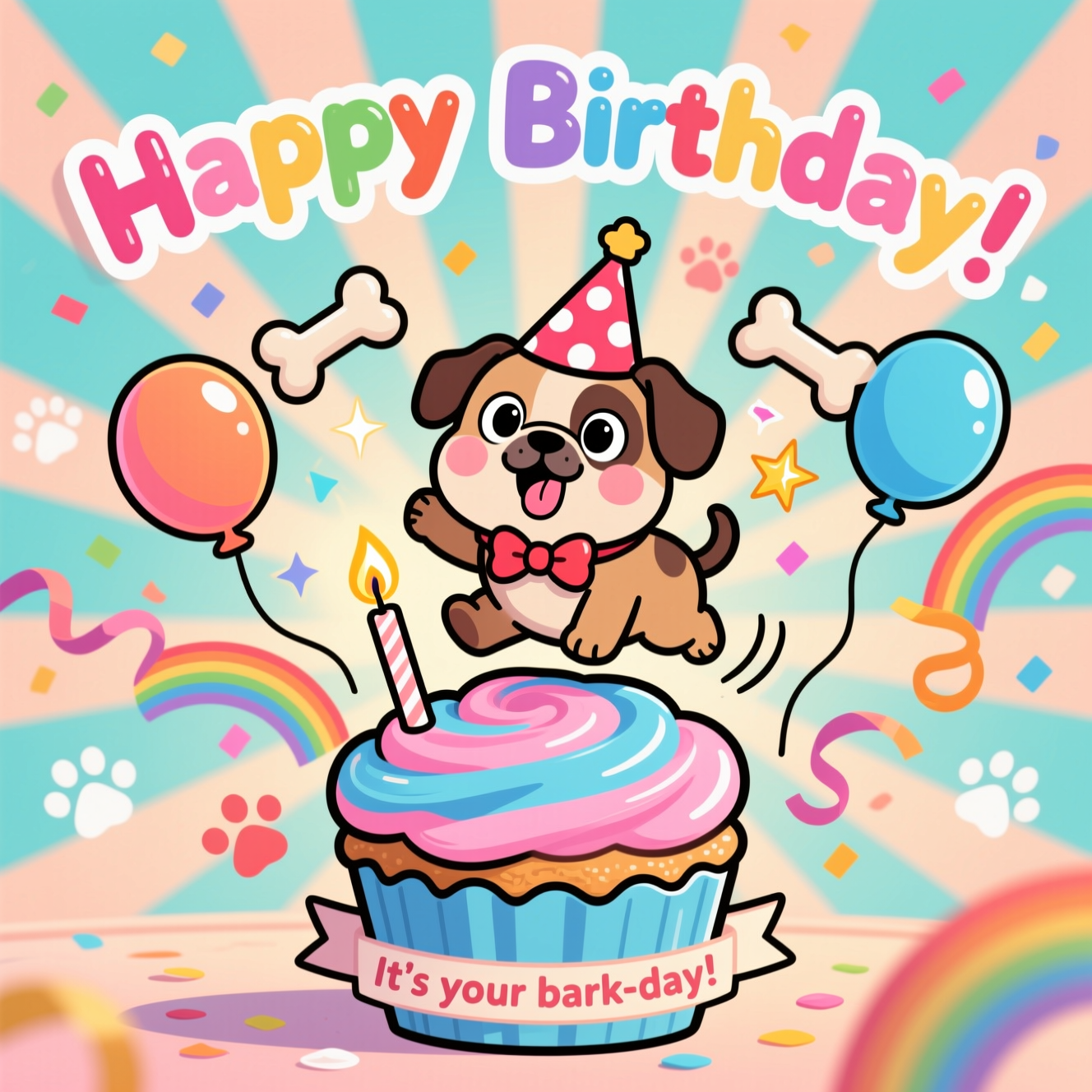 Miniature bulldog, and Birthday Card