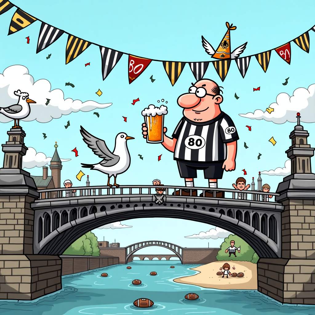 Newcastle United Football Club, Tynemouth, 80, The Tyne Bridge, Beer, and Whisky Birthday Card