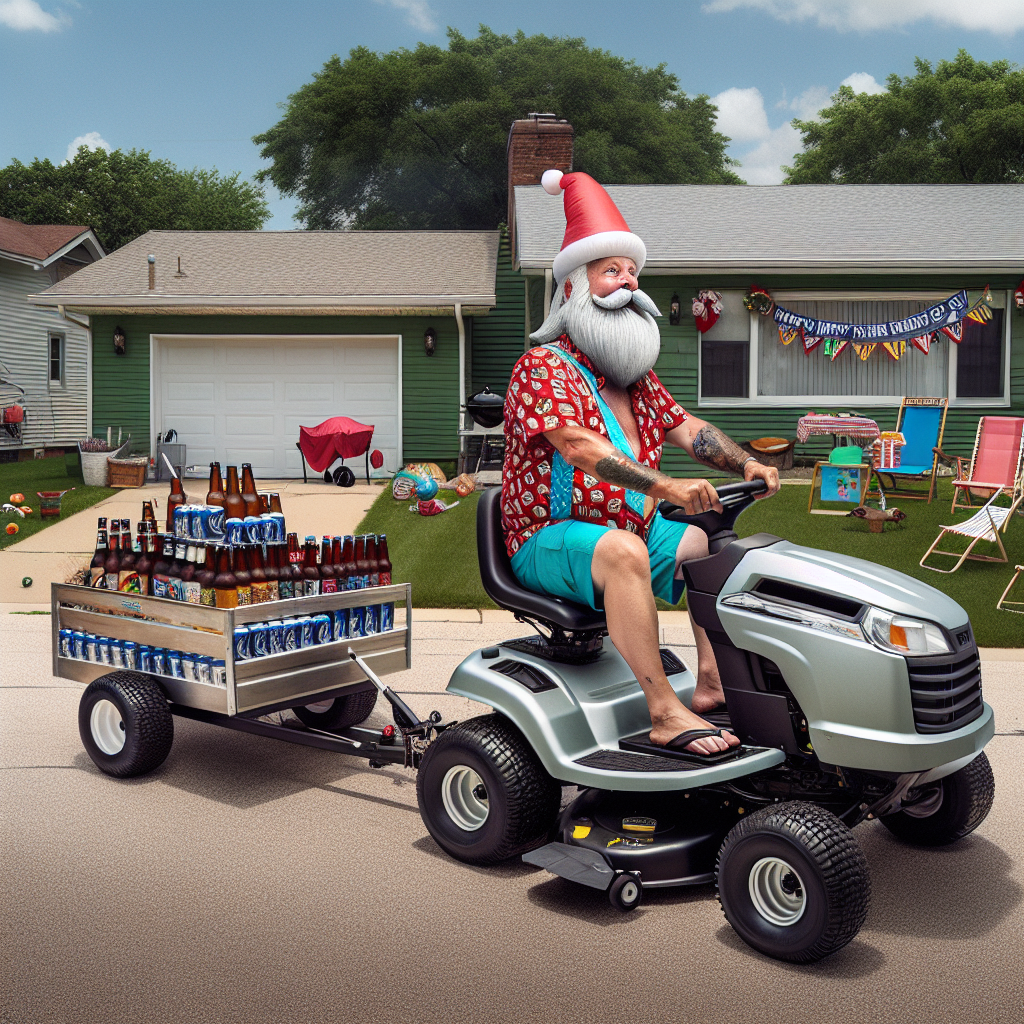 Daddy Claus, who is the Father's Day version of Father Christmas, is delivering beer to a house Fathers-day Card
