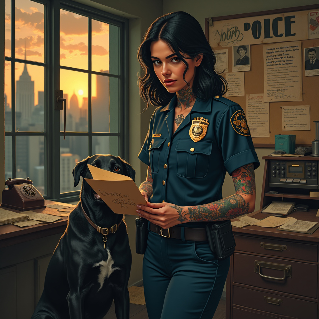 Tattooed lady, Dark hair, Police , Goodbye, Goodluck , and Farewell Farewell Card
