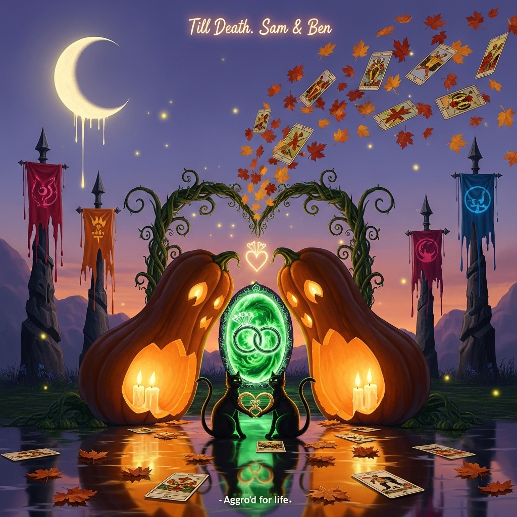 Pumpkins Black Cats Autumn leaves tarot cards Warcraft, and Wedding Card