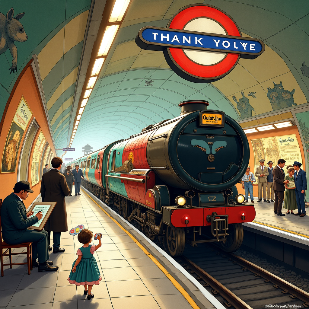 Transport for London trains , and Art Thank-you Card