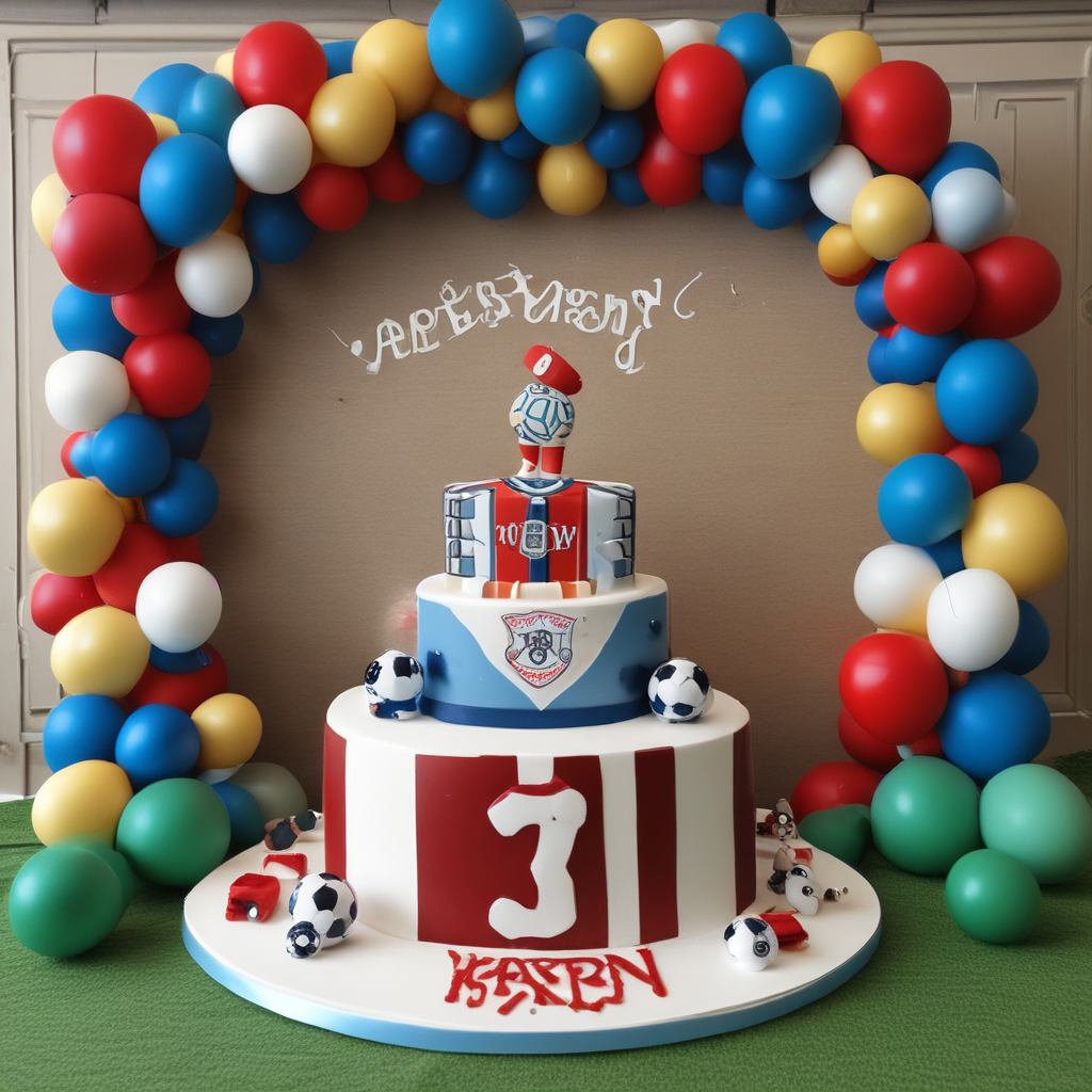 Realistic Cute, The scene is a warm and inviting birthday celebration, transformed into a football-themed paradise. Specific player memories have been replaced with life-size cutouts of generic football players dressed in blue and red kits, rejoicing around a bespoke birthday cake. The cake is fashioned like a football and is embellished with generic, non-copyrighted football crests. Balloons in the same colors caper above, and a corner of the room is dedicated for virtual penalty shootouts on a realistic football simulation game.
Generated with these themes: Queens Park Rangers, Glasgow Rangers , and Footba.
Made with ❤️ by AI.