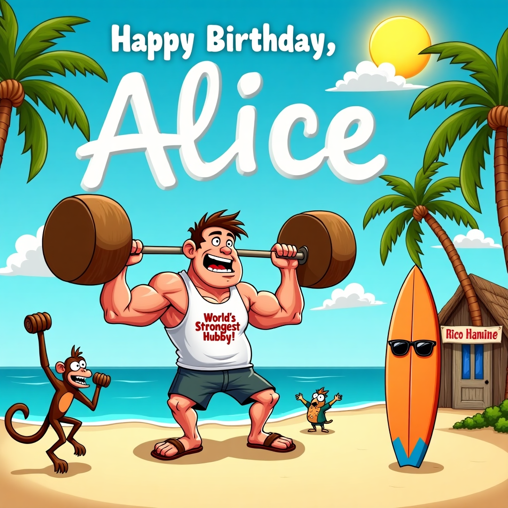 CrossFit, Husband, and Sunny Island Birthday Card