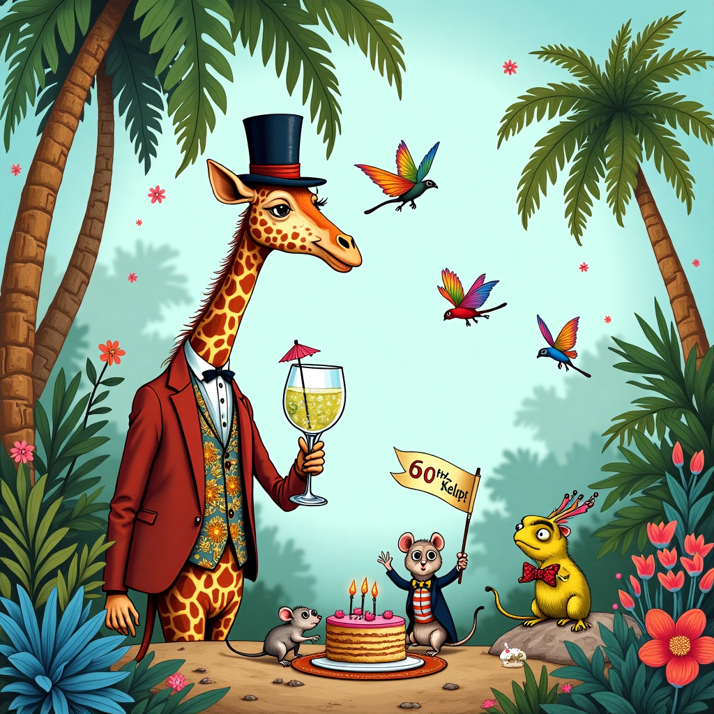 Gin Giraffe 60th Birthday Birthday Card