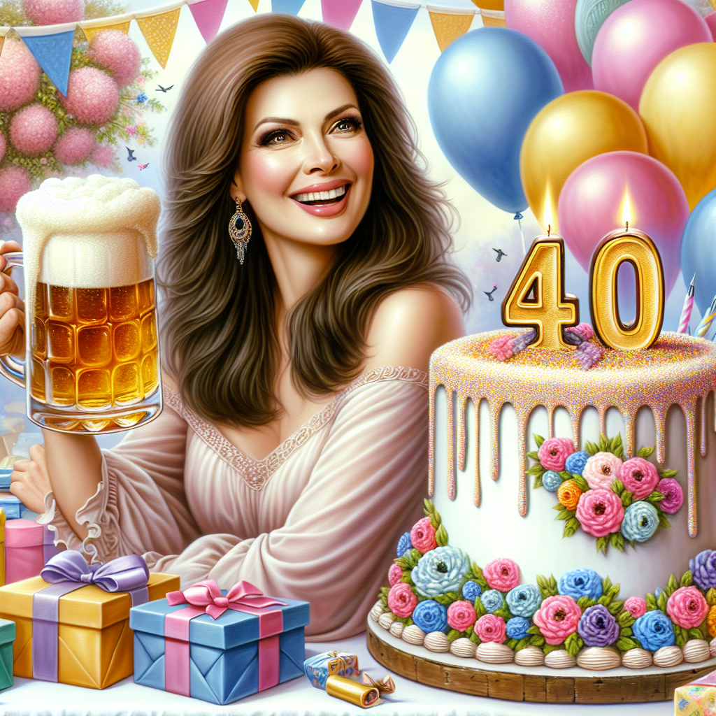 40th, Brunette female , and Beer Birthday Card