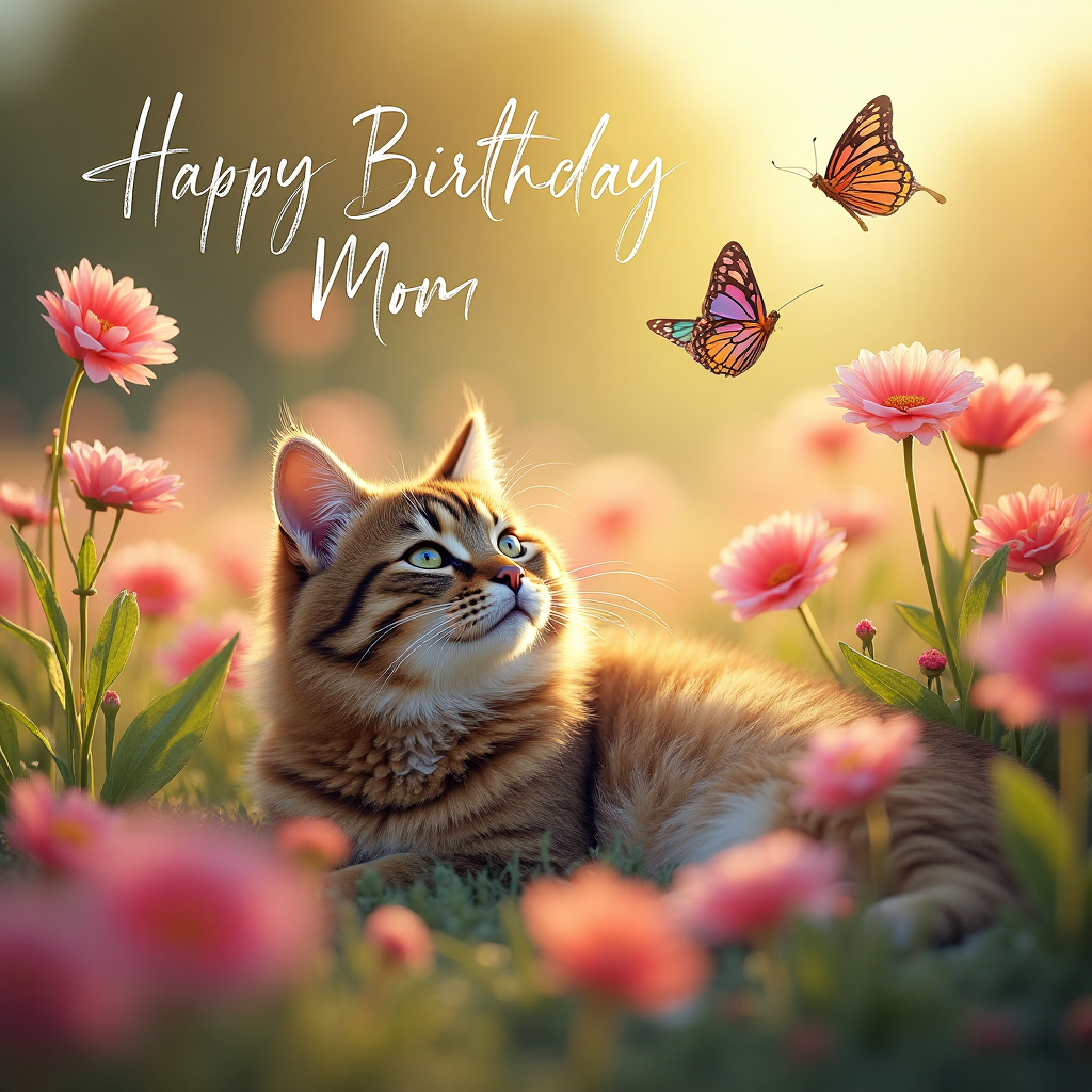 Sweetpea, gardening, butterflies, cat, , and Birthday Card