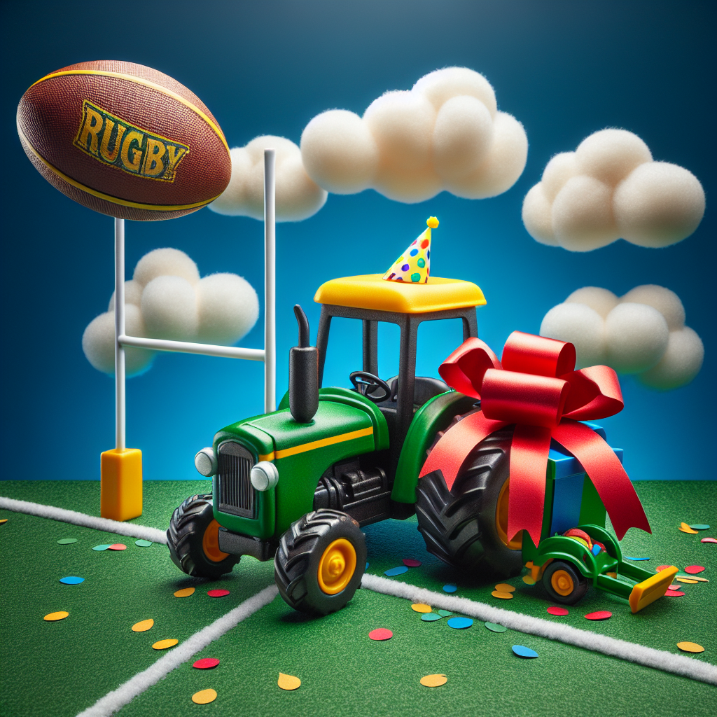 John Deere tractor , and Rugby Birthday Card