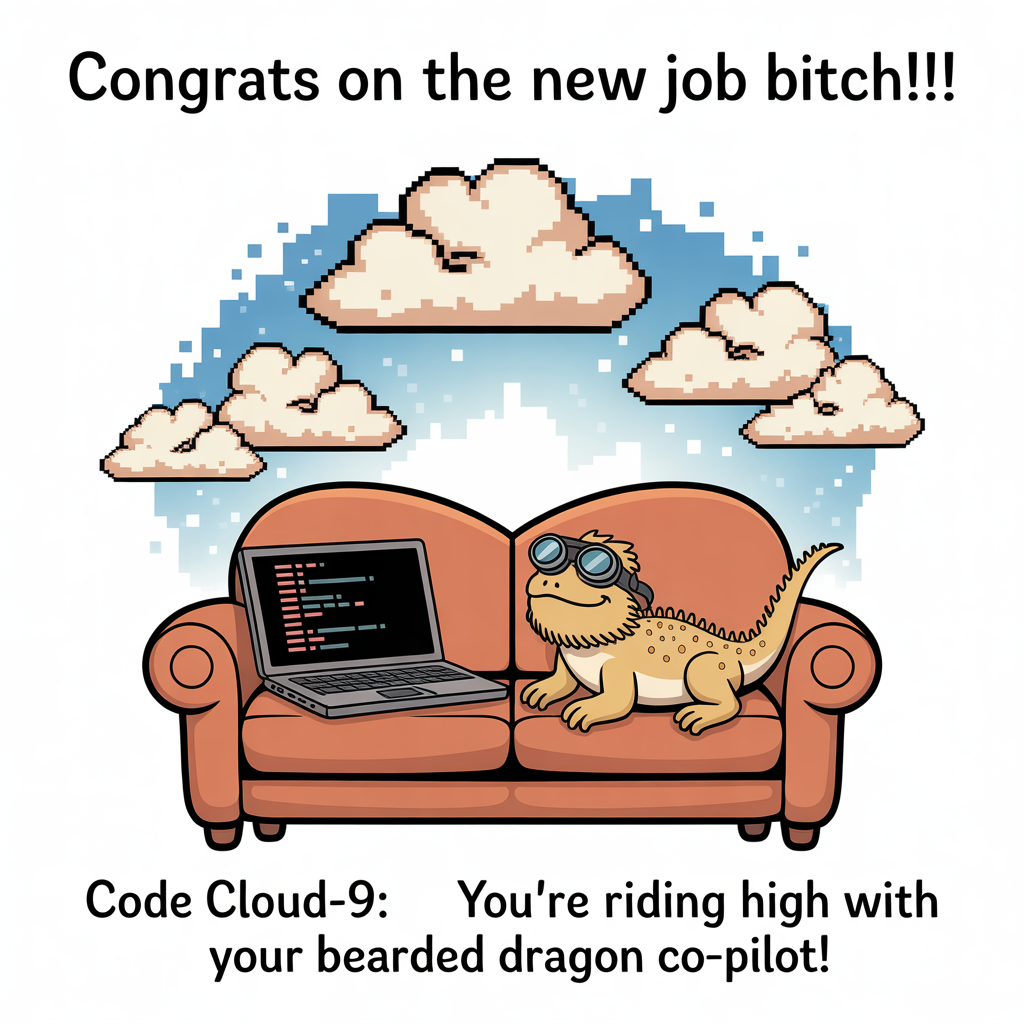 Coding, Clouds, Laptop, Sofa, Bearded dragon, and Congratulations Card