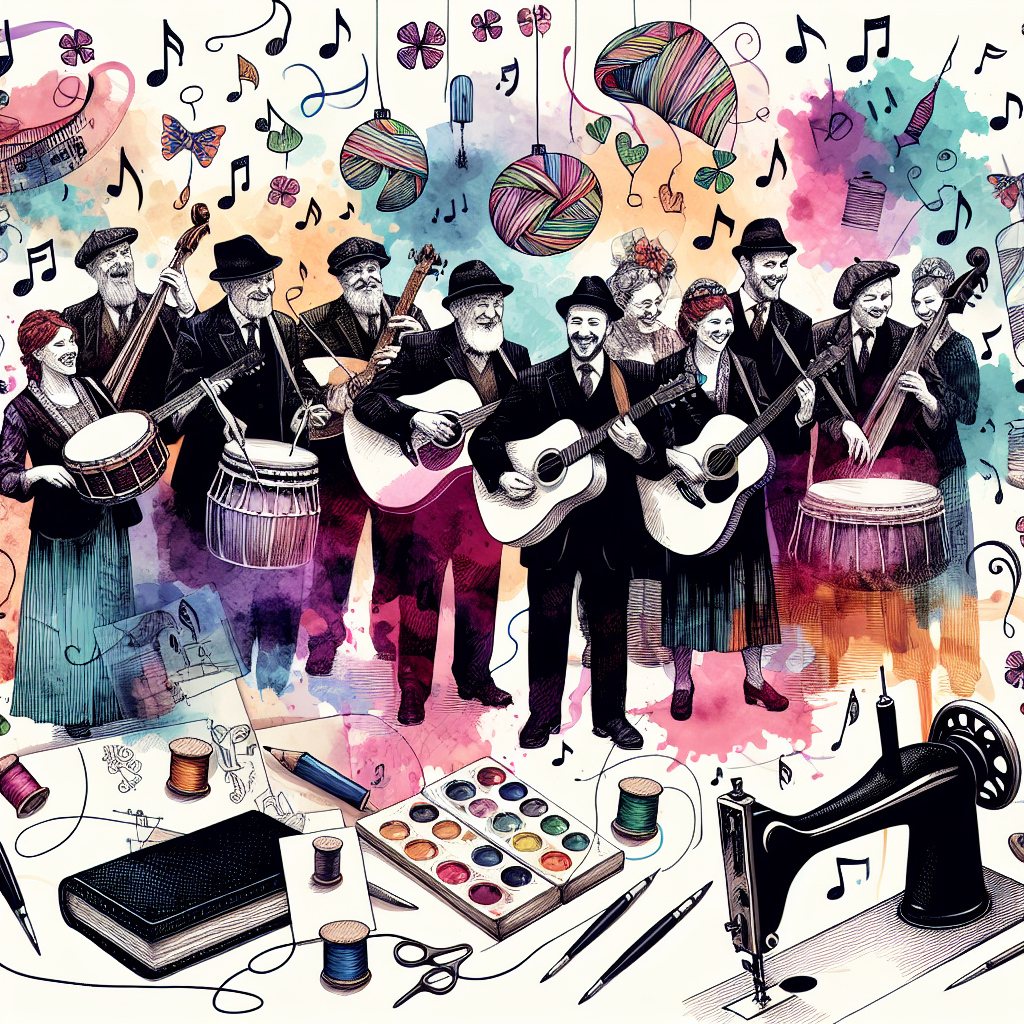 Irish music, Sewing, Watercolour painting , Drawing, and Art journal Birthday Card