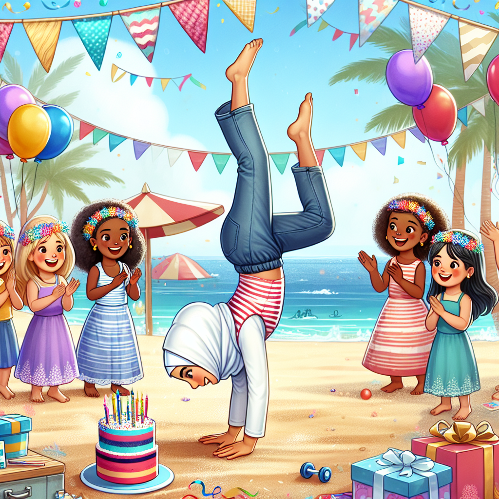 Girl, Gymnastic, Beach, Party, and Sisters Birthday Card