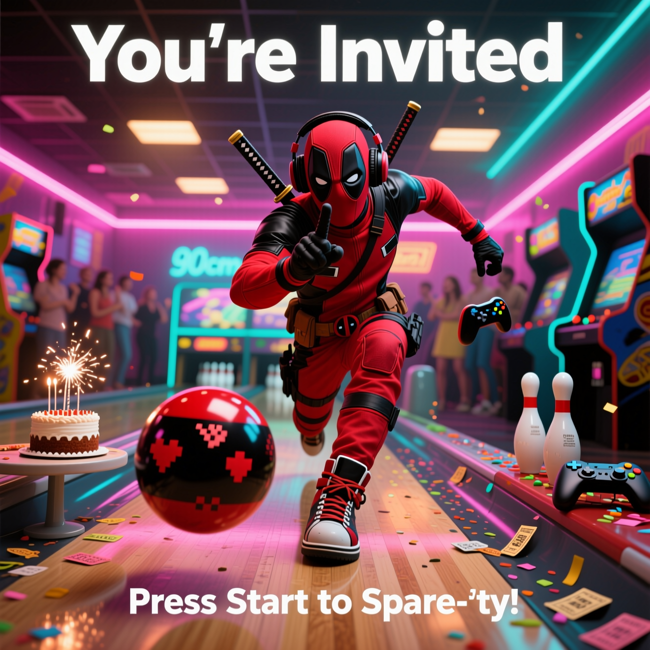 Deadpool, Bowling, Gaming, and Birthday Card
