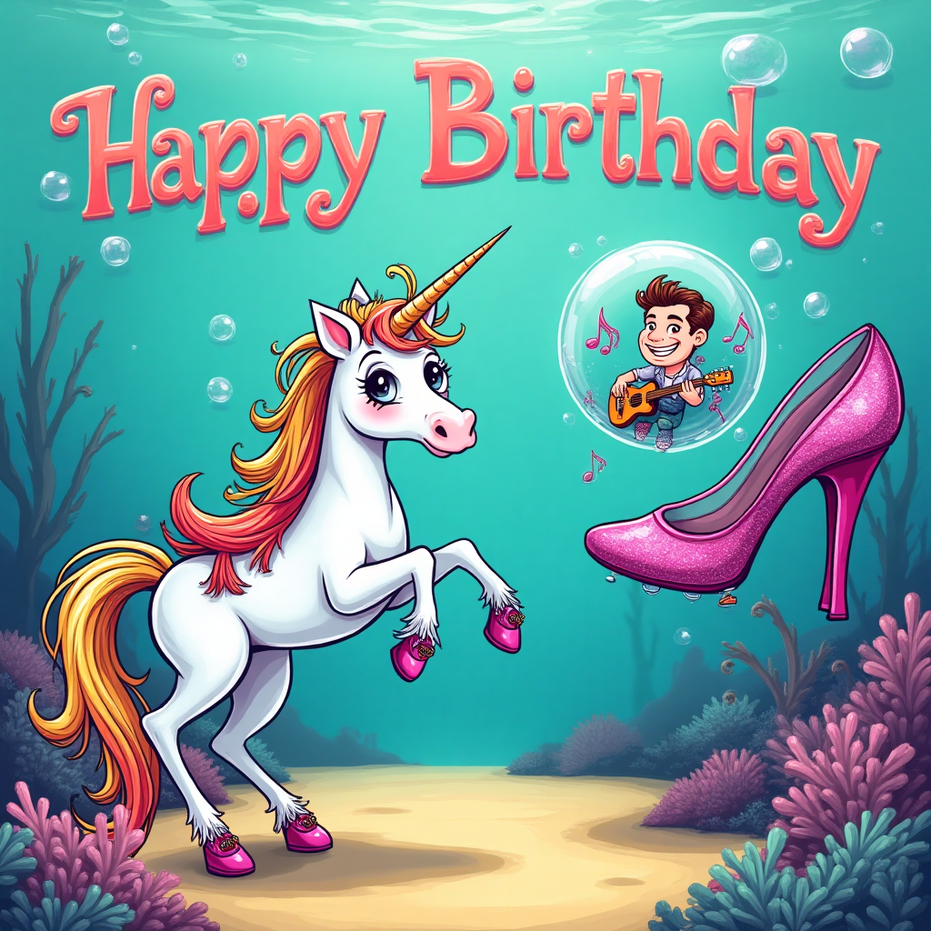 Mermaids, unicorns, stiletto heels, googly eyes, Harry Styles, and Birthday Card