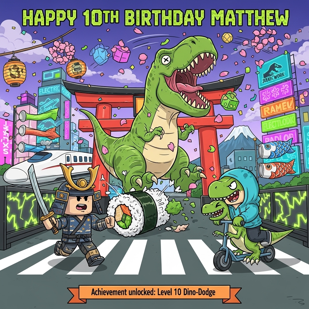 Roblox, Jurassic World, Japan, and Birthday Card