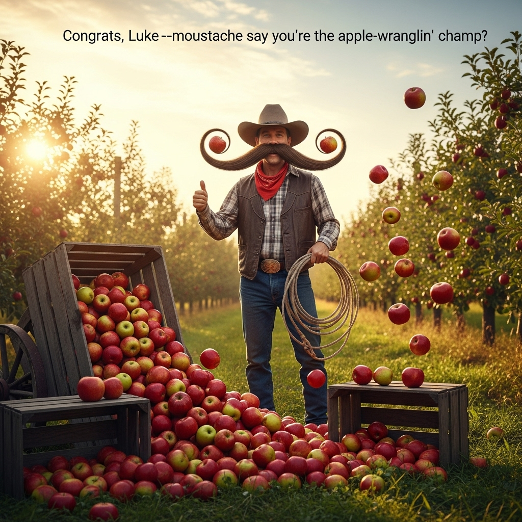 Cowboy, Huge moustache , Loads and loads of appes, and Congratulations Card
