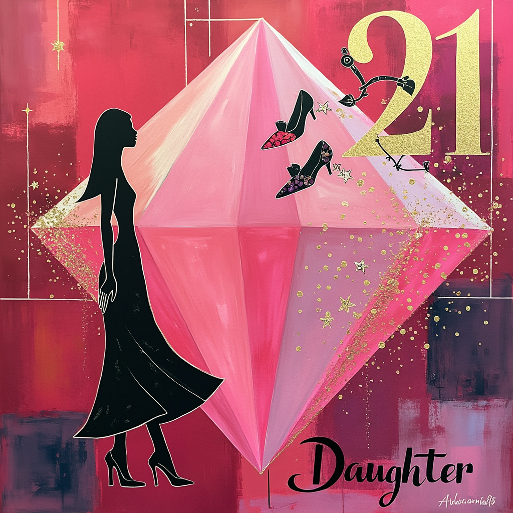 Pink diamontie,bags shoes, Daughter , and 21st birthday Birthday Card