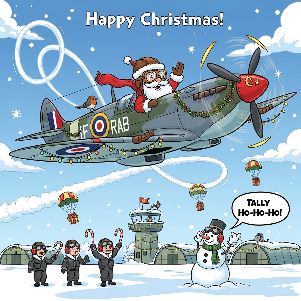 Spitfire, RAF, WW2, and Christmas Card