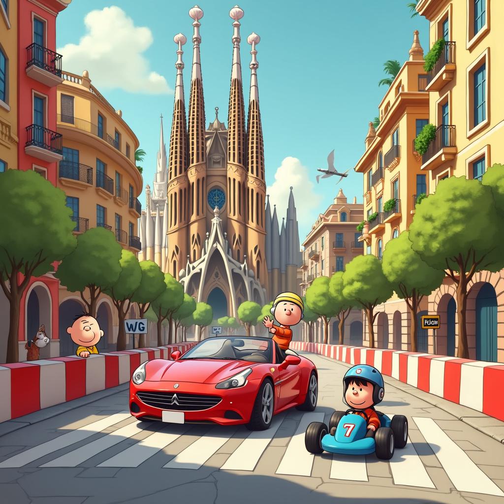 Sports car, Go karting, and Barcelona Farewell Card