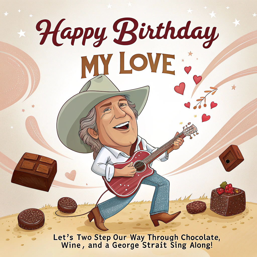 George Straight, chocolate, music, wine, and Birthday Card