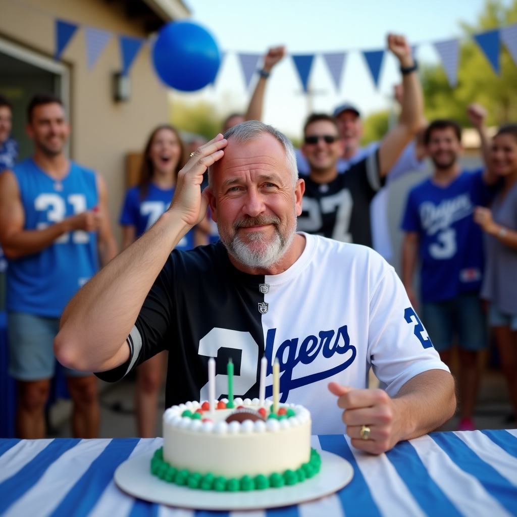 Las Vegas Raiders logo and Los Angeles Dodgers “Huntington” logo Birthday Card