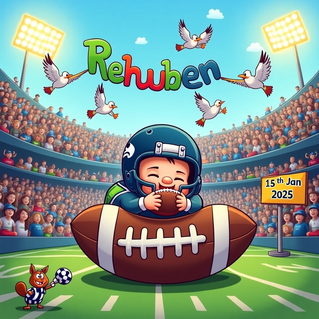 Baby, Seattle Seahawk, and 15th Jan 2025 New-baby Card