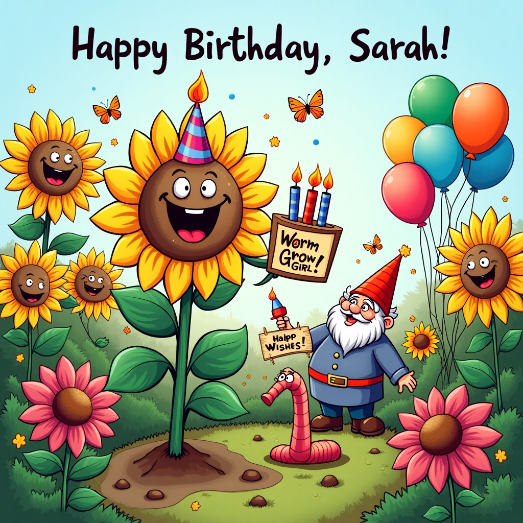 Happy Birthday Sarah , Garden , and Flowers Birthday Card