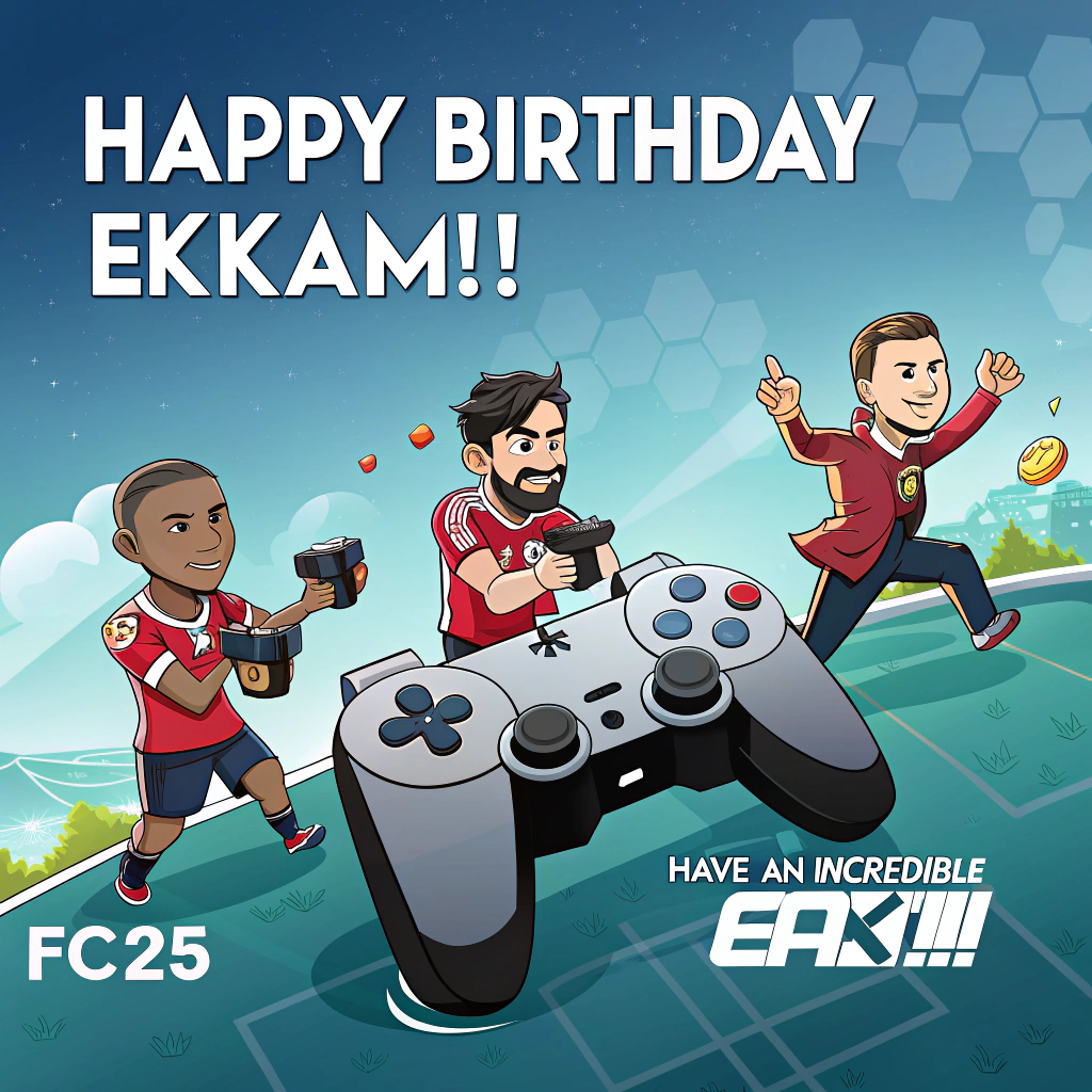 Football, Blue, The Mens Man United team, Gaming, FC25, and Birthday Card