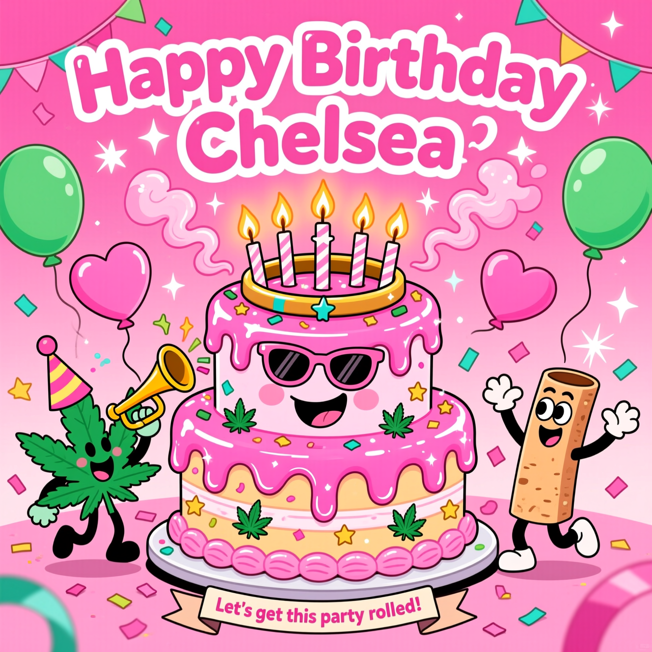 Weed, Pink, Cake, Joints, and Birthday Card