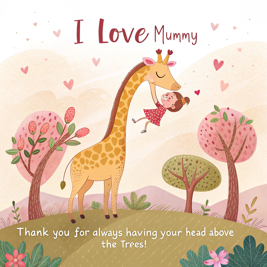 Giraffe, Daughters, and Thank-you Card