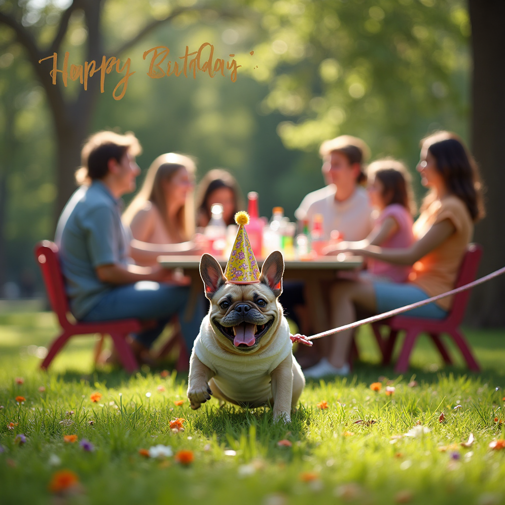 Drinking, parties, rounders, walking a French bulldog , and Birthday Card