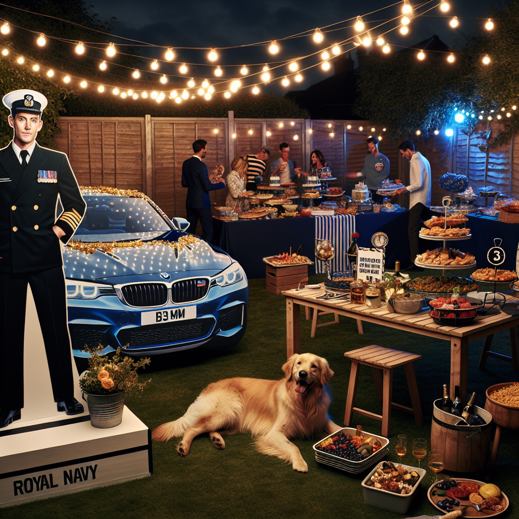 Food , BMW , Male Royal Navy sailor , and Golden retriever Birthday Card