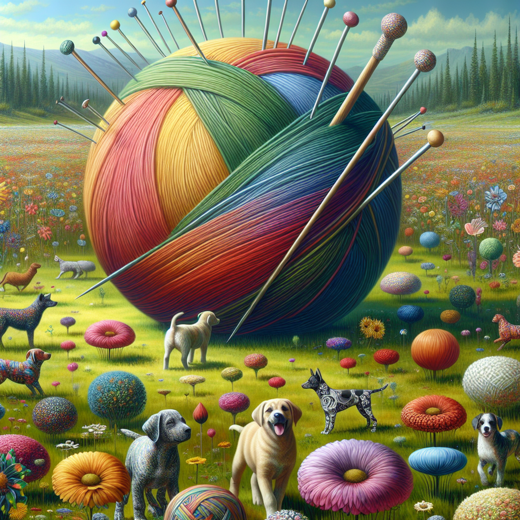 Depict a verdant, expansive meadow that reaches beyond the horizon, punctuated by a diverse assortment of flowers that bloom in breathtakingly unconventional colors and shapes. In the middle of the meadow, place a gigantic, colorful ball of yarn with knitting needles the size of oars protruding from it. Present the knitting needles as though they are controlled by an unseen hand, creating a large, imaginative tapestry woven from vivid recollections. Also, include in the scene a cheerful litter of puppies, each marked with unique floral and foliar patterns in their fur. Show the puppies playfully running and playing among the flower stems, their happy barks harmoniously blending with the gentle sounds made by the surrounding vegetation.
Generated with these themes: Knitting , Puppies, and Flowers.
Made with ❤️ by AI.
